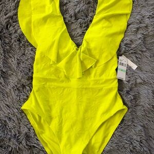 NWT Trina Turk Swim & Spa Collection Ruffle Plunge One Piece